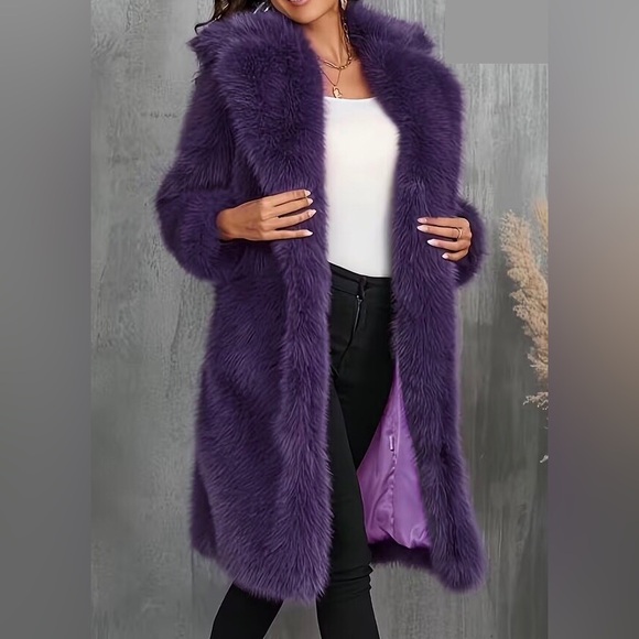 Luxurious Purple Faux Fur Jacket/Coat - Picture 3 of 8